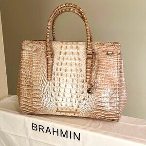 BRAHMIN Melbourne Collection Contour Finley Carryall Satchel Tote Bag - (EUC)